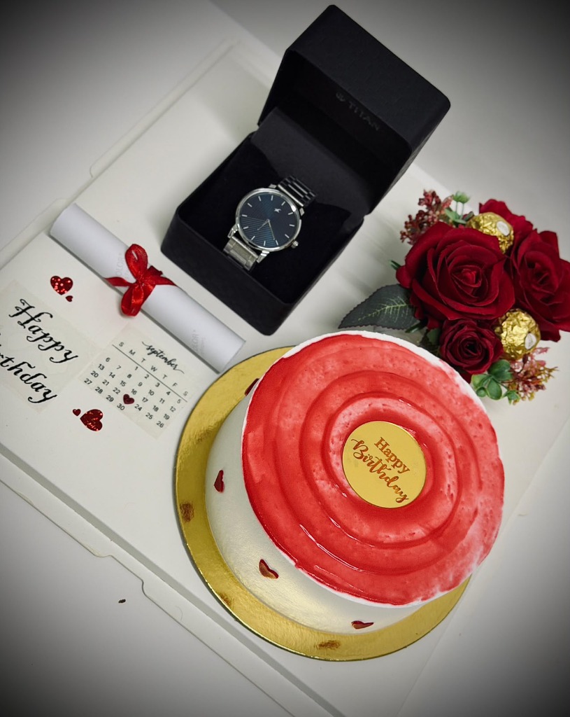 Curated Surprise Gift Planning - Luxury Watch, Cake & Keepsakes