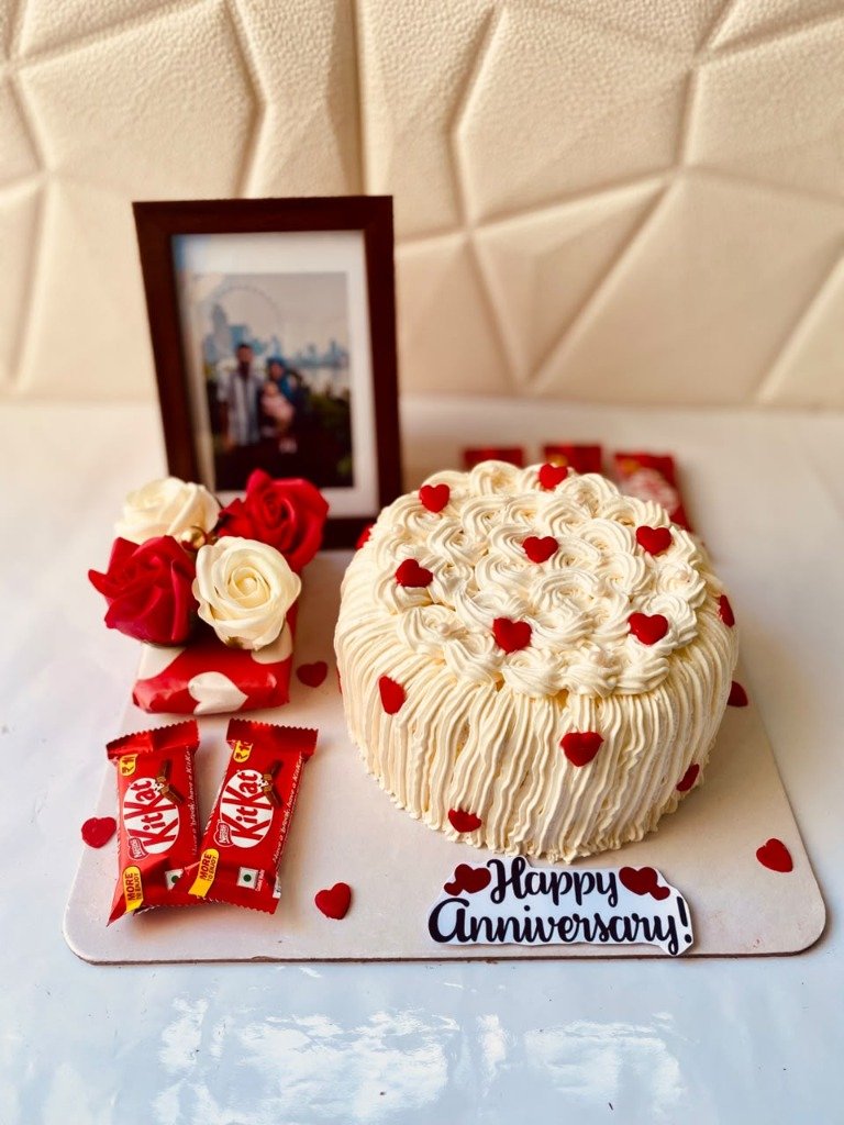 Heartfelt Anniversary Celebration Cake & Framed Photo Surprise